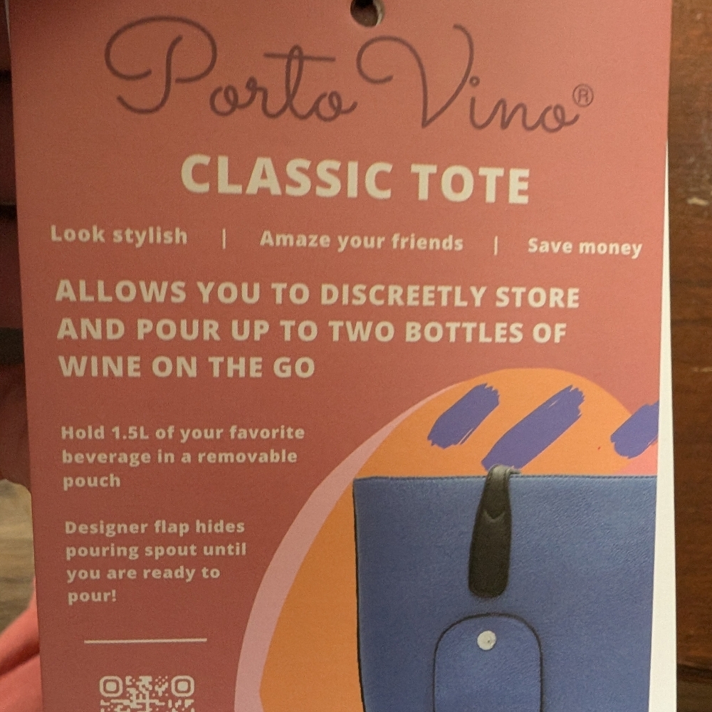 Porto Vino Wine Tote Bag In Classic Black NWT NEW WITH TAG - Picture 7 of 12